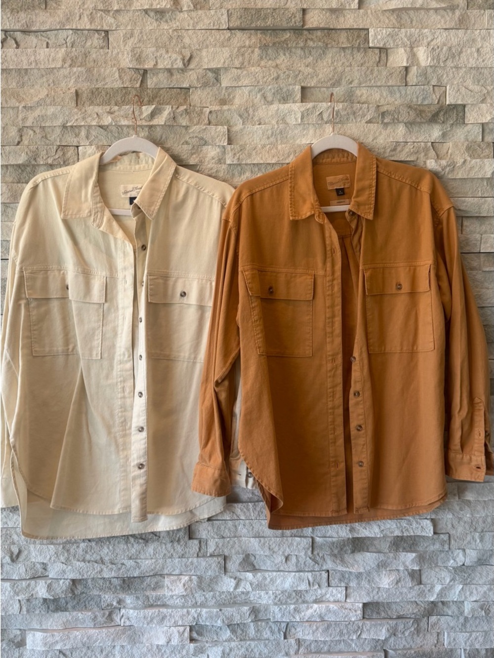Universal Thread Button-Down Shirt Duo in Cream and Brown